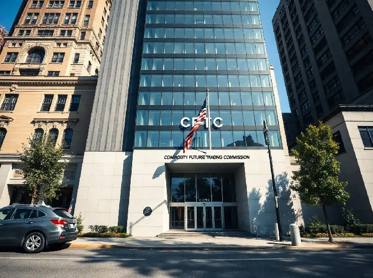 CFTC headquarters building with American flag and entrance view.