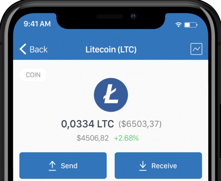 تطبيق محفظة كريبتو يعرض معلومات حول عملة لايتكوين