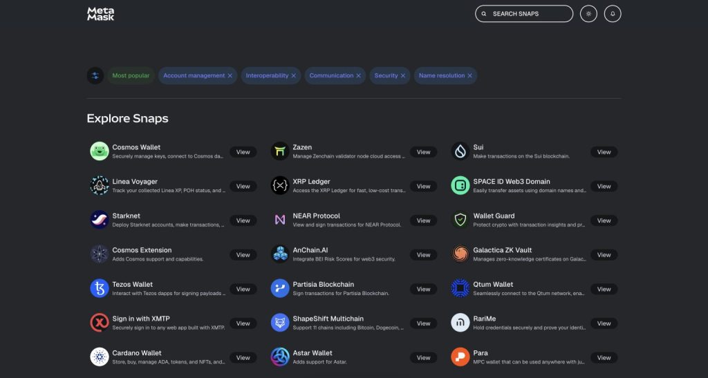 إضافات MetaMask Snaps
