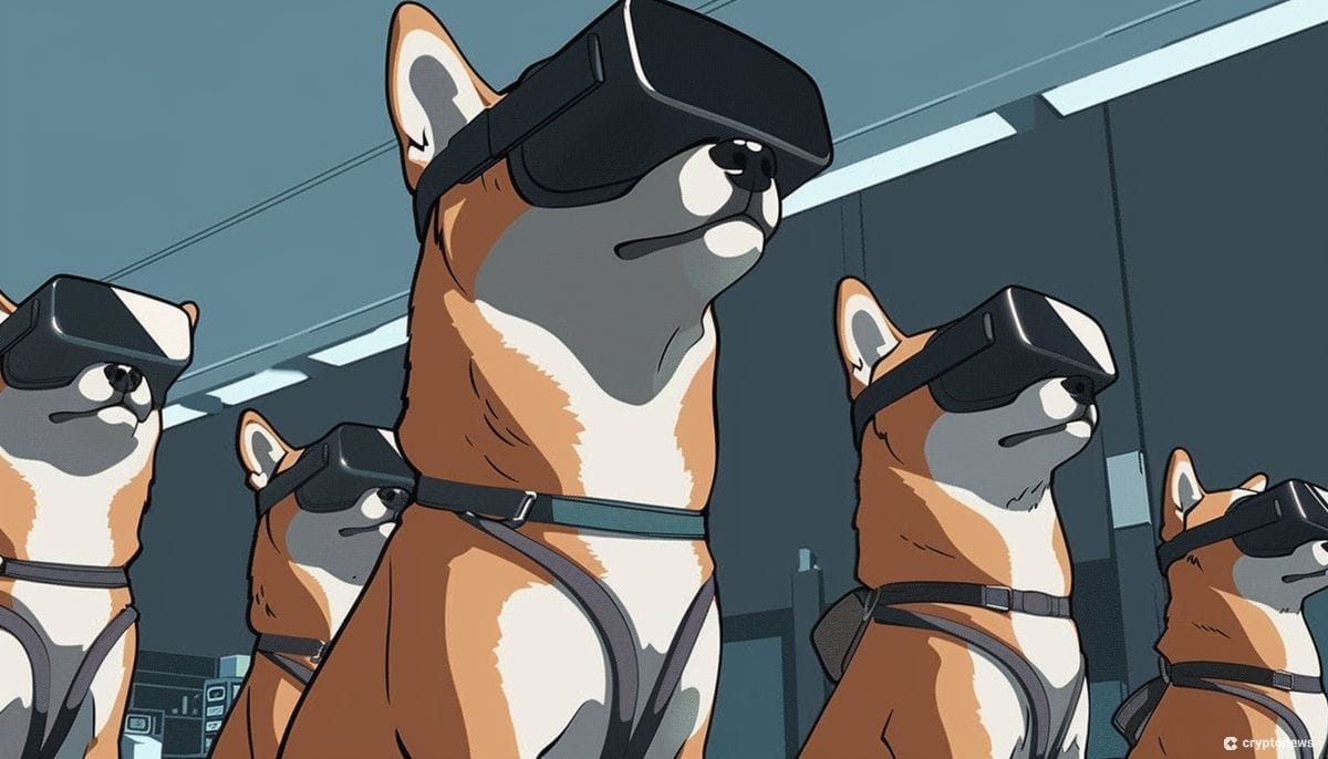 مجموعة من كلاب شيبا إينو ترتدي نظارات الواقع الافتراضي