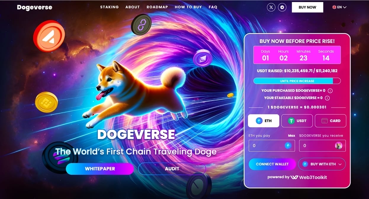 اكتتاب عملة Dogeverse المبنية على سولانا وعدة شبكات بلوكتشين أخرى يجمع 13 مليون دولار حتى الآن