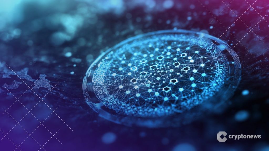 عملة رقمية معدنية تبدو عليها معلومات متصلة