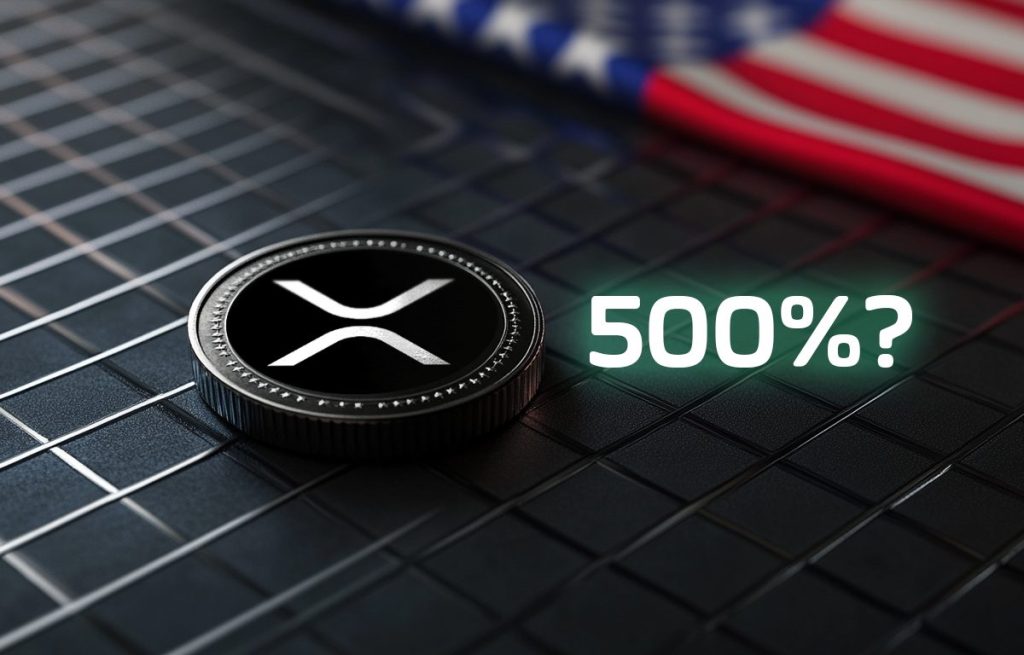شعار ريبل وبجانبه تساؤل حول 500% وفي الخلفية العلم الأمريكي