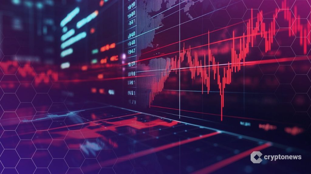 شاشة لابتوب تستعرض مخططاً بيانياً يكسوه اللون الأحمر