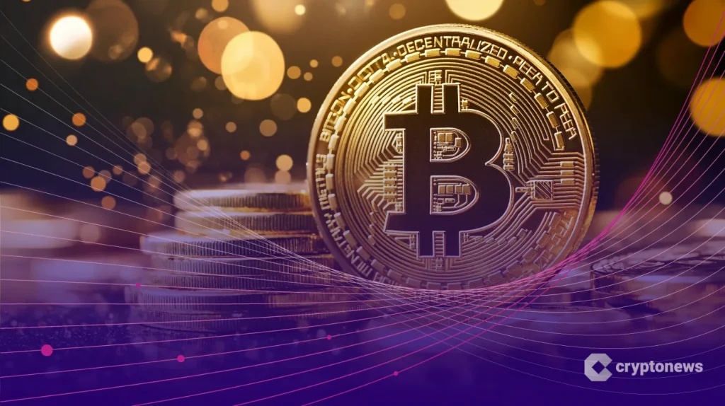 تأثيرات ضوئية يتقدمها مجسم معدني لعملة بيتكوين