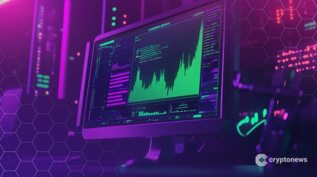 شاشة تظهر مخططاً بيانياً باللون الأخضر وحوله بيانات أخرى