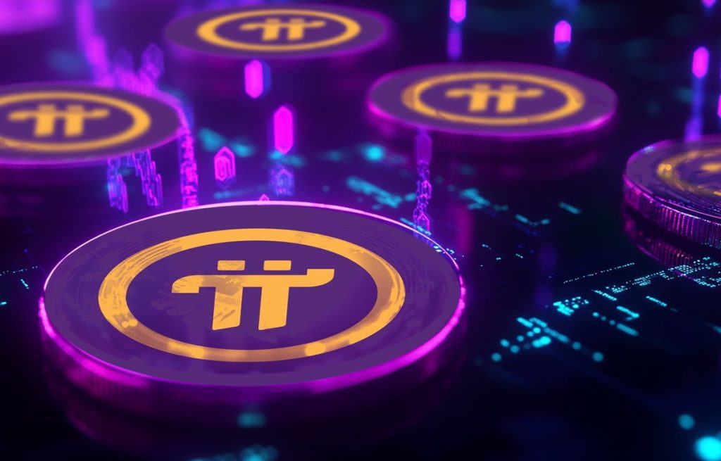 شعارات Pi Network متعددة على دارة إلكترونية