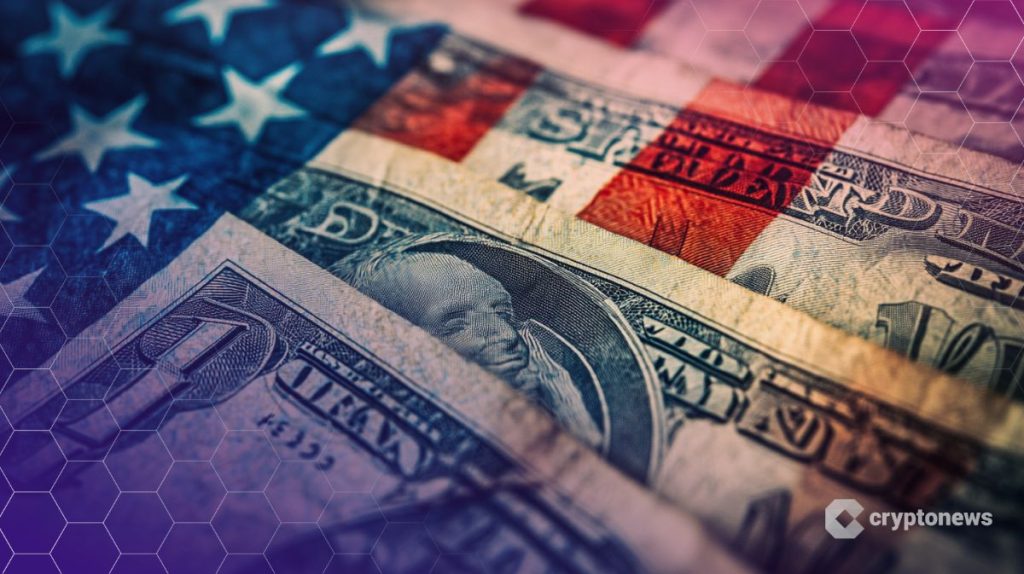 الدولار الأمريكي مُدمجاً في علم الولايات المتحدة الأمريكية