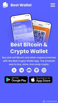 واجهة تطبيق Best Wallet لشراء وتخزين العملات الرقمية عبر الهاتف