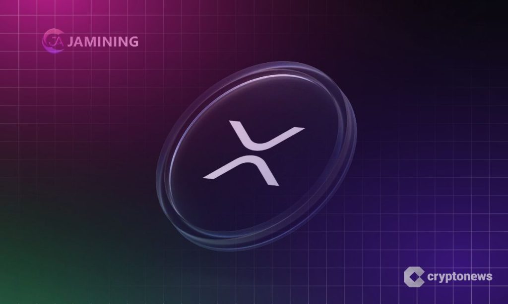 مجسم لعملة XRP على خلفية متدرجة الألوان