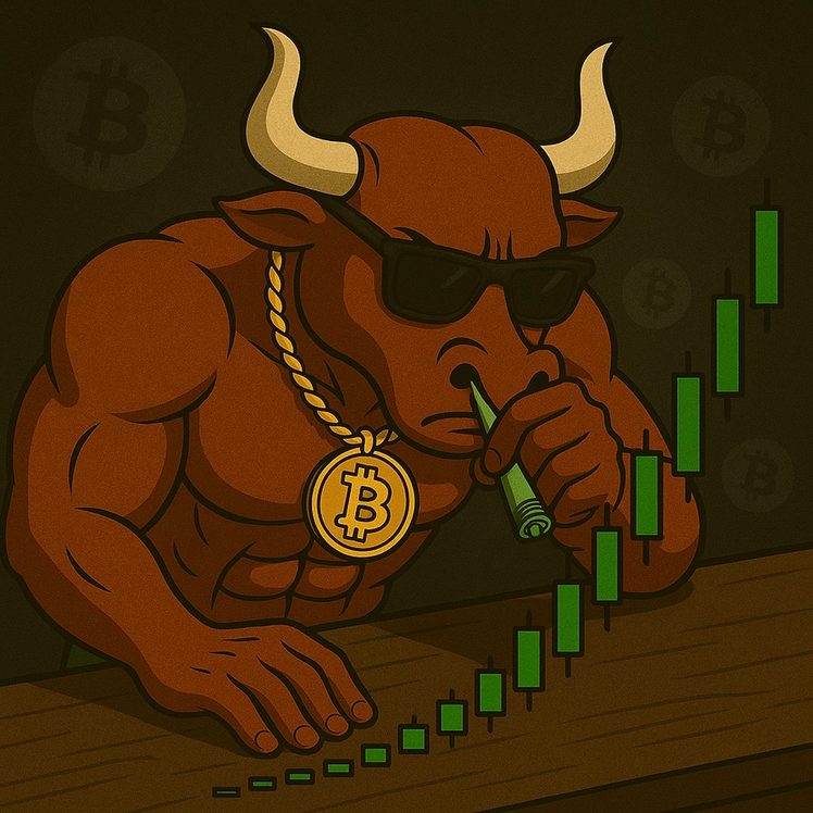ثور BTC Bull يتعاطى شموع تداول صاعدة
