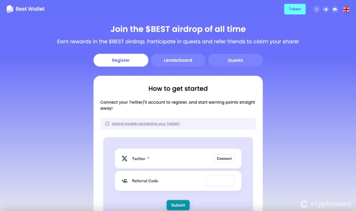 واجهة مستخدم موقع Best Wallet