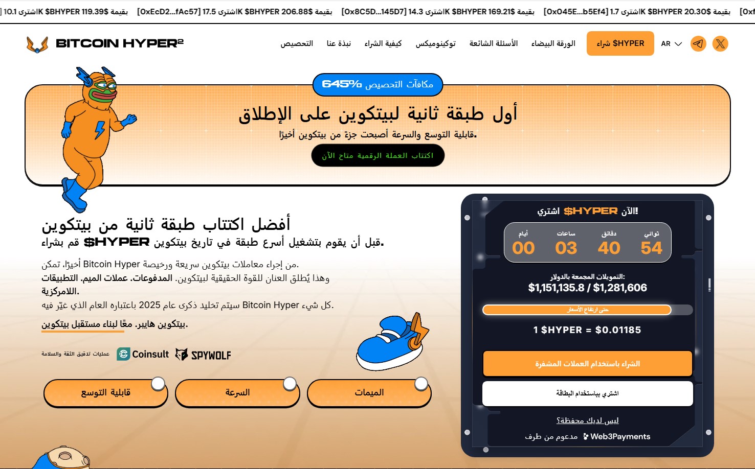 توقع سعر عملة بيتكوين هايبر (Bitcoin Hyper) لعام 2026