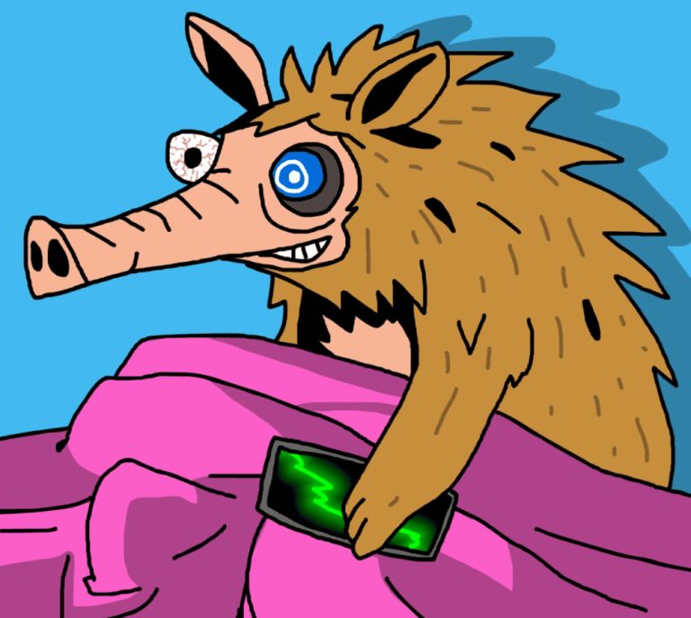 شخصية مشروع Snorter تمسك بهاتف تعرض شاشته مخططاً بيانياً صاعداً