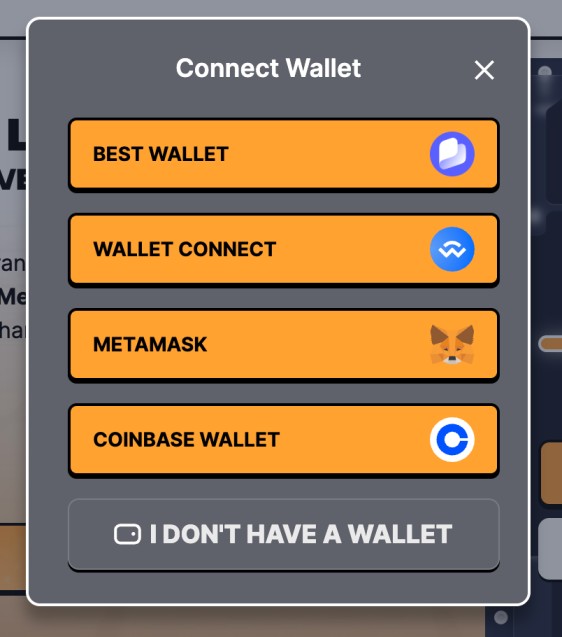 خطوة اختيار وربط المحفظة