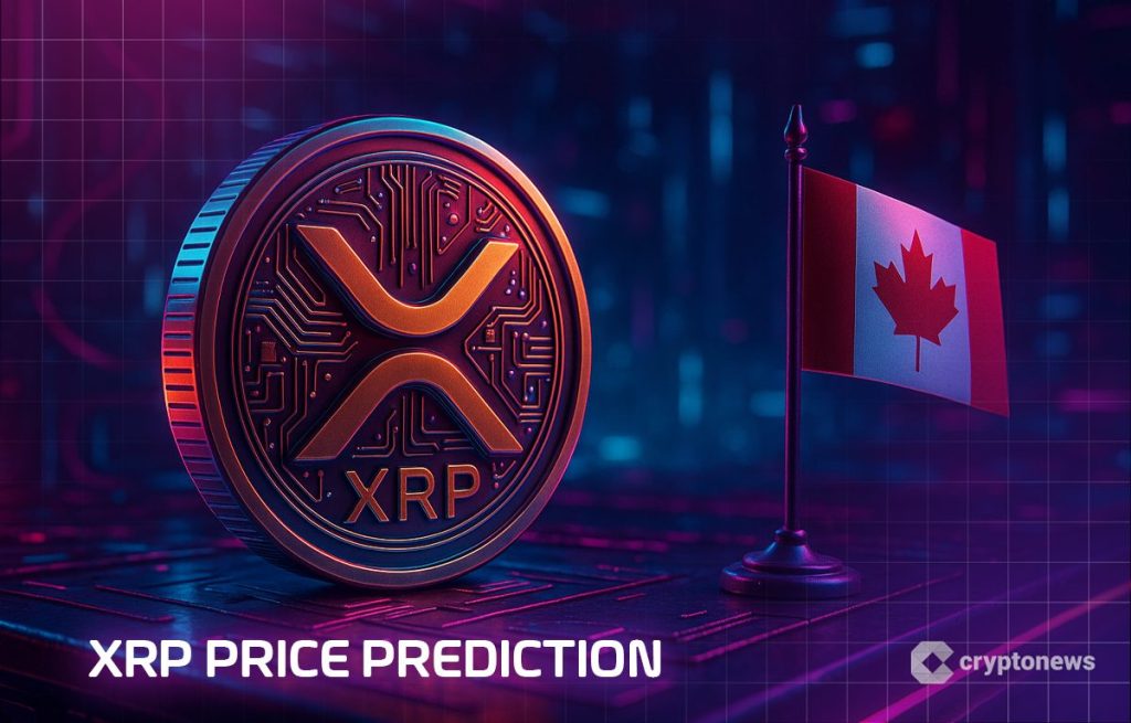 رمز عملة ريبل وعلم كندا وعبارة توقعات سعر عملة XRP