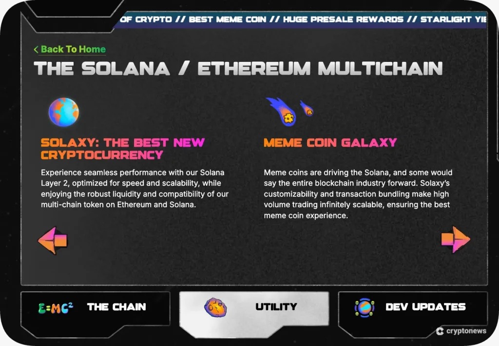 صفحة من الموقع الإلكتروني لمشروع Solaxy