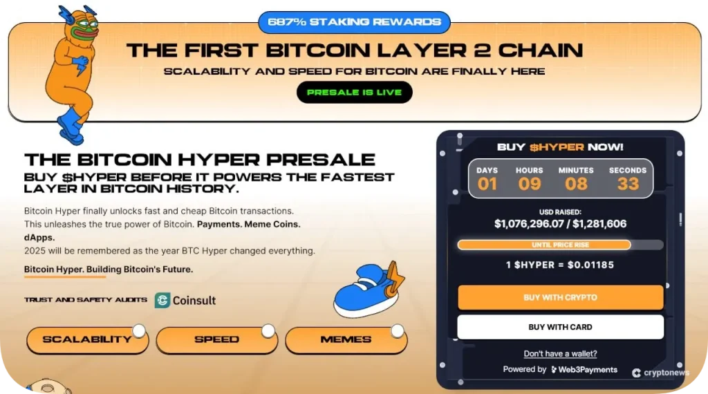 بيتكوين هايبر: عملة ميم قد ترتفع ألف ضعف