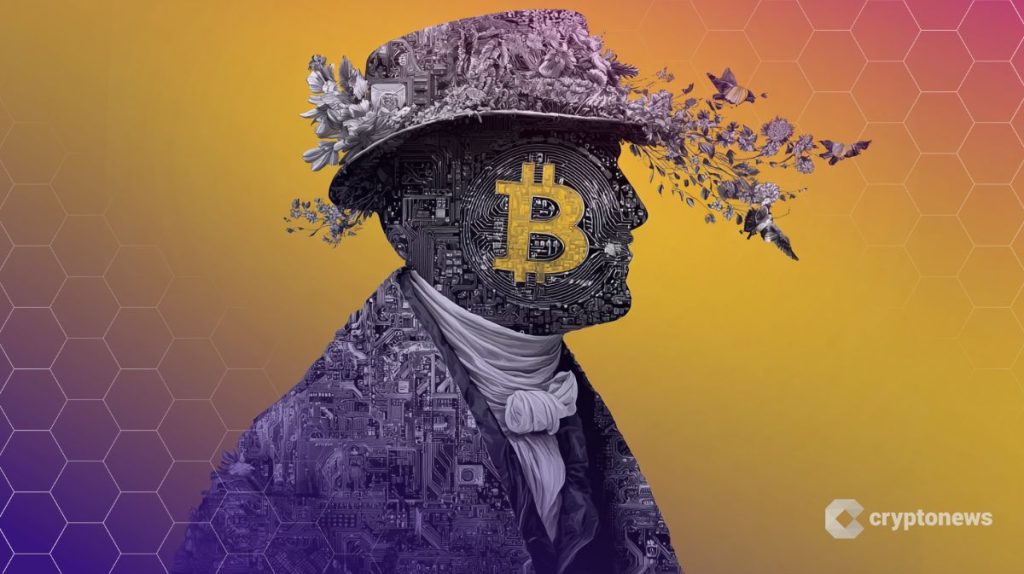 شعار عملة بيتكوين (Bitcoin) على وجه شخصية تاريخية مجهولة