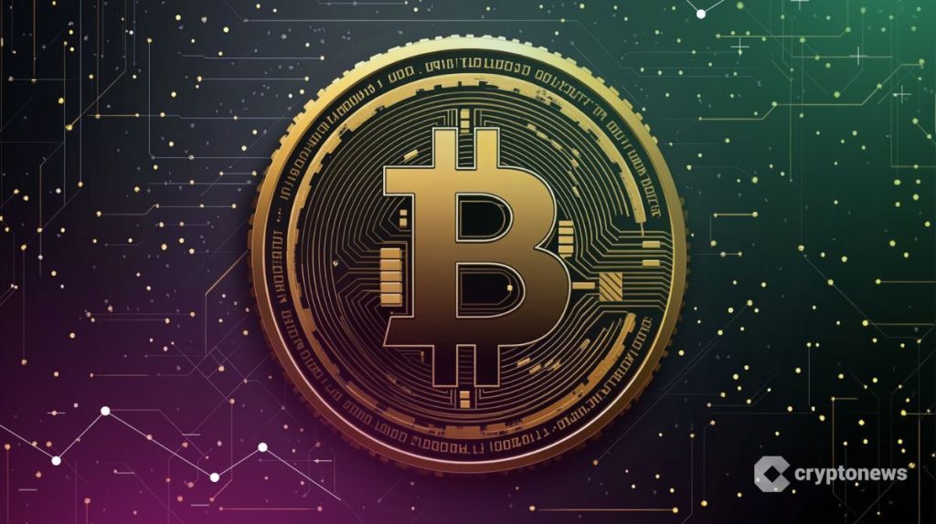 عملة بيتكوين (Bitcoin) محاطة بنقاط مضيئة