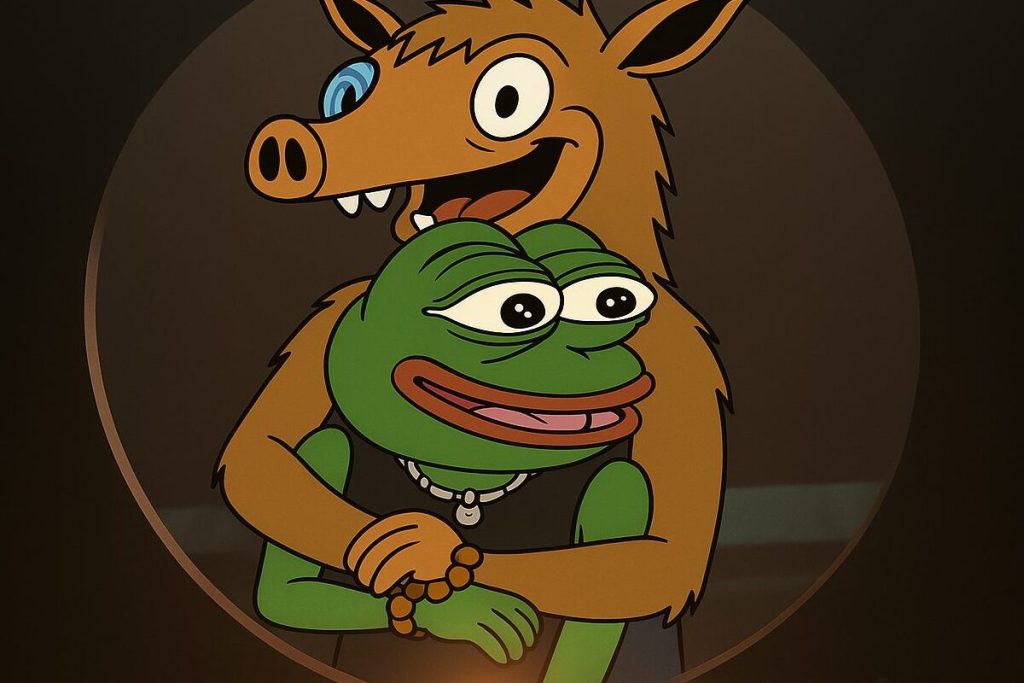 شخصية عملة سنورتر (Snorter) تحتضن شخصية عملة بيبي ((Pepe في لقطة تشابه فضيحة كاميرا القبل الأخيرة
