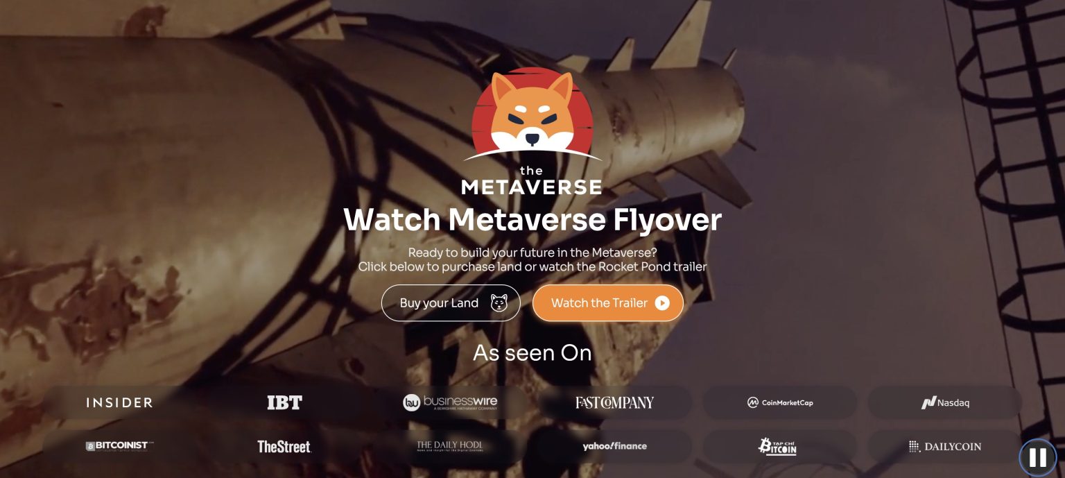 الصفحة الرئيسية لمشروع ميتافيرس شيبا إينو قيد التطوير