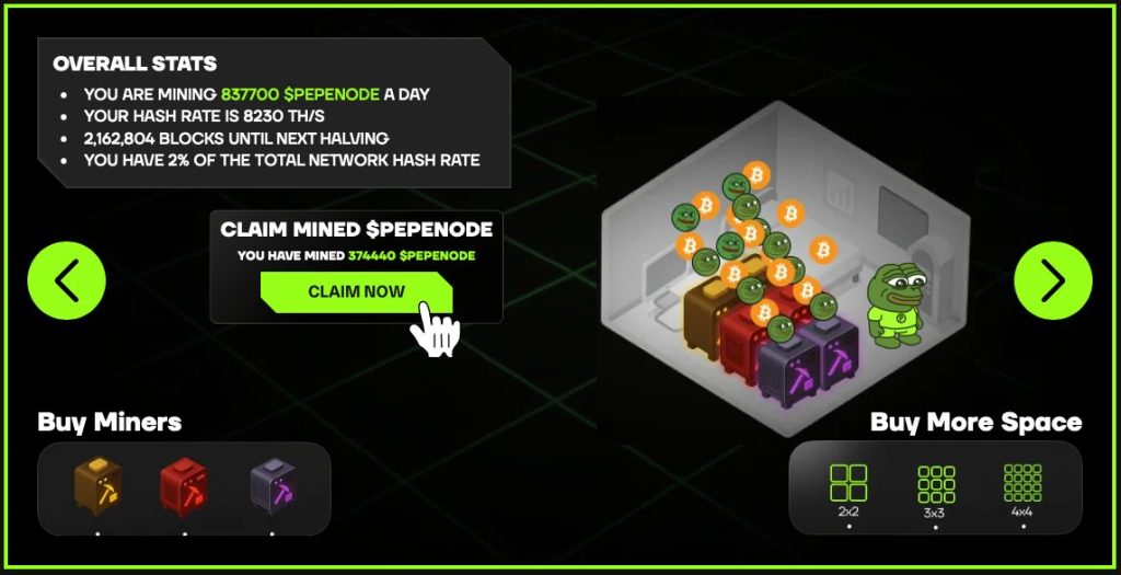 Frog penenode coin inside a small server room