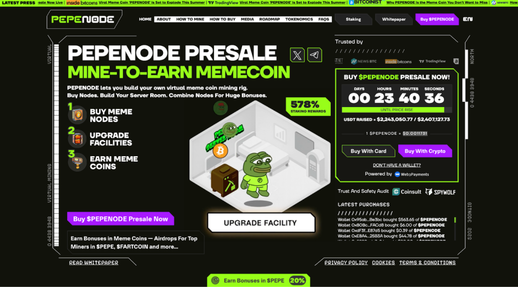 Pepenode money giving features